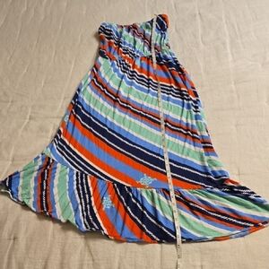 Lilly Pulitzer Blue and Orange Striped Maxi Dress
